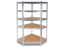 Max Rohový kovový regál 150 x 75 x 30 x 63 cm 5 polic 750kg pozinkovaný PR-1563753