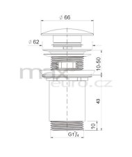 Výpust umyvadlová click clack s přepadem 5/4