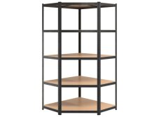 Max Rohový kovový regál 150 x 75 x 30 x 63 cm 5 polic 750kg černý BR-1563753