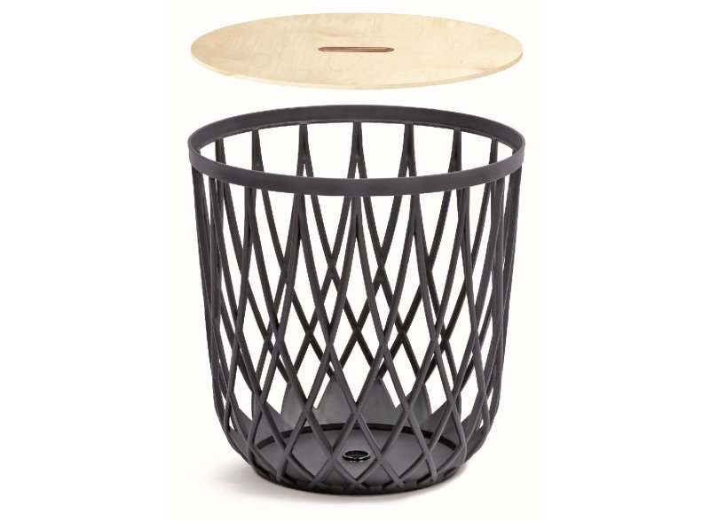 PROSPERPLAST Univerzální koš UNIQUBO s dřevěným víkem antracit 44,7cm