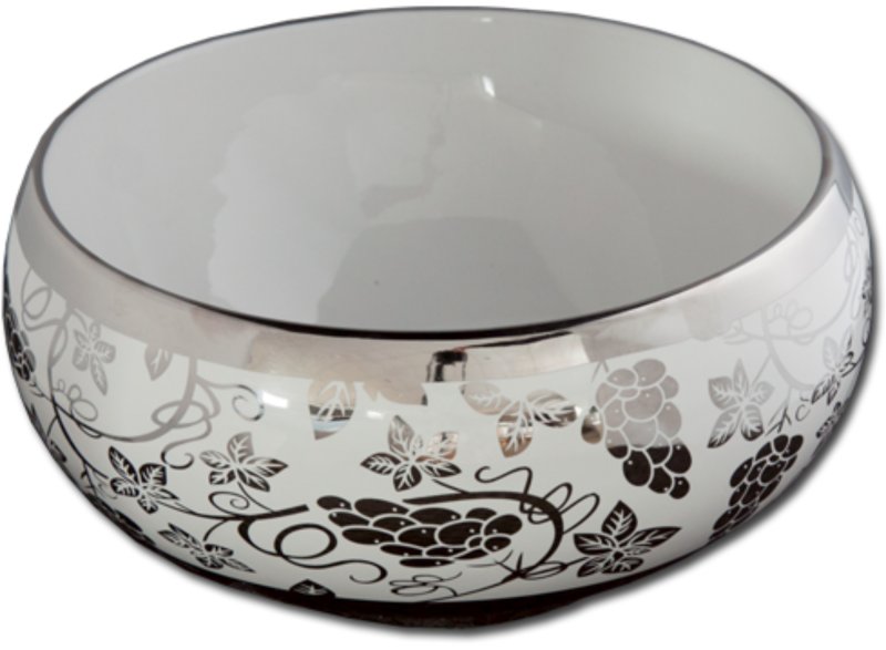 Maxwhite 8201 PROSECCO umyvadlo keramické kulaté s chrom dekor 31x31x15,5cm