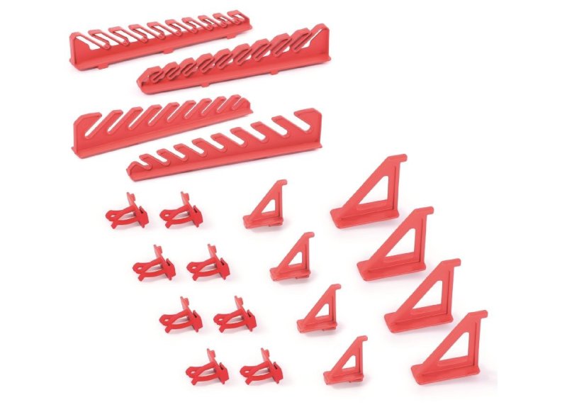 PROSPERPLAST Sada držáků BINEER HOOKS na montážní panely, červené, 20 ks